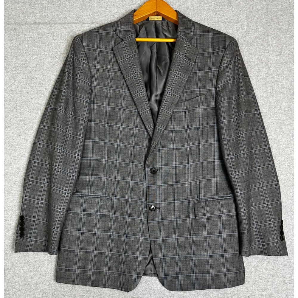 Brooks Brothers Regent Blazer 42R Grey Blue Glen Plaid Wool Sport Coat